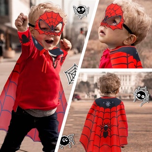 儿童蜘蛛侠披风面具角色装扮套装，幼儿游戏演出表演区道具新年礼物
