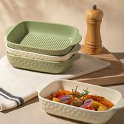 双耳烤盘长方形焗饭盘家用陶瓷微波炉烤箱，专用器皿芝士焗饭盘烤碗