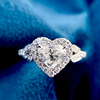 宝创集1克拉gia天然心形，钻石戒指18k金满钻豪华浪漫订婚求婚女戒