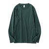 墨绿深绿色250g重磅纯色纯棉圆领长袖T恤男女全棉体恤
