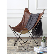 北欧工业单椅懒人椅皮单个沙发蝴蝶椅，设计师创意椅子个性现代异形