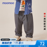 moomoo童装男宝宝长裤，春英伦风格，纹休闲舒适裤子长裤