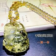 高端正品批发天然精品黄水晶白水晶凤九九尾狐项链吊坠招财招姻缘