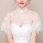 新娘婚纱披肩白色蕾丝高领结(高领结，)婚礼服外套外搭影楼拍照遮手臂女显瘦
