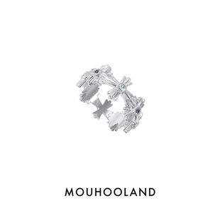 mouhooland暮后之地十字花环，戒指925银情侣，对戒原创设计小众