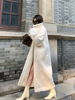 SMOL 白色大衣女冬季韩系高级感气质加厚环保皮草长款毛外套