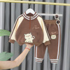 婴幼儿洋气小套装男童秋套装1一3岁男宝宝冬季加绒棒球服婴儿衣服