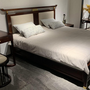 新中式乌金木双人床实木床现代简约设计主卧轻奢婚床卧室家具