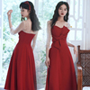 红色晚礼服连衣裙高级时尚气质优雅名媛平时可穿宴会婚礼伴娘裙子