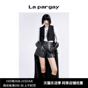 lapargay纳帕佳春季女装，黑色上衣个性时，尚可拆卸长款马甲外套