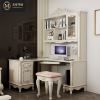 欧式书桌书架组合一体式办公桌小户型卧室实木写字台家用白色转角