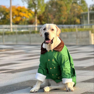 宠物狗狗冬季棉袄加厚保暖复古军绿棉，大衣大型犬拉布拉多金毛衣服