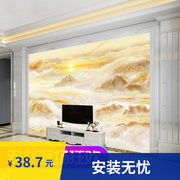 8d电视背景墙纸欧式浮雕，奢华大气立体壁画，仿大理石纹壁纸影视墙布