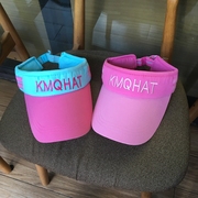 韩国潮牌空顶帽加长檐无顶帽子，女生夏季运动防晒帽字母粉色鸭舌帽