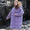 cococasa原创设计紫色欧货羽绒服，女中长款2023冬新零鹅绒白色外套