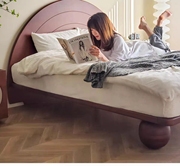 中古风卧室实木大床欧式圆形靠背床主卧双人床大气风设计师款弧形