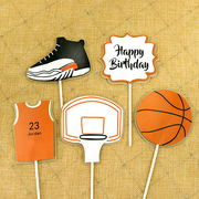 网红体育系蛋糕装饰插牌球鞋，人物篮球球衣，套装搭配男孩生日布置