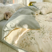 水星家纺纯棉四件套全棉，2024床上用品碎花被套床单三件套床笠