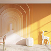 橙色视觉延伸空间墙纸客厅电视沙发背景墙壁纸办公室前台几何墙布
