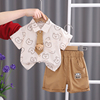 男宝宝衬衫夏季套装1-3岁小童装夏装2小月龄，男童短袖衬衣婴儿衣服