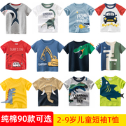 儿童短袖t恤纯棉2024夏男童装，婴儿宝宝圆领，中小童卡通上衣潮