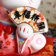 定制日本招财猫摆件创意结婚礼物送闺蜜情侣婚庆装饰品储钱罐
