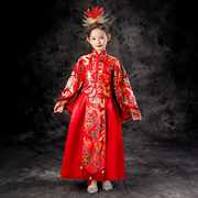 女童中国风晚礼服改良唐装小模特比赛晋级走秀中大童主持人演出服
