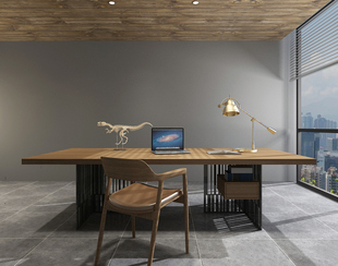 北欧实木办公桌现代简约loft工业风老板桌单人经理桌电脑桌总裁桌