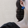 蓝色往事 韩国小众宝蓝色耳钉设计感百搭简约显白耳环蚊香盘耳夹