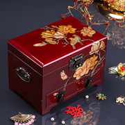 黑加红复古首饰盒，木制化妆盒三金收纳盒古风，妆奁中式结婚礼物