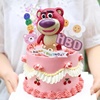 韩式复古蛋糕装饰可爱小生日帽ins风粉色熊摆件儿童派对甜品插件