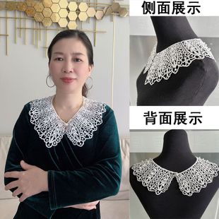 韩版(珍珠蕾丝假领)镂空涤纶披肩假领子衣领百搭款实用纽扣时尚