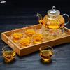 耐热玻璃茶壶透明条纹花草，茶壶南瓜壶带内胆泡茶壶煮茶壶茶具套组