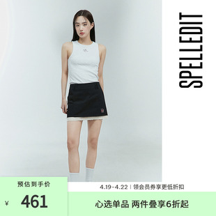 SPELLEDIT2023夏季韩版女士拼色内衬迷你裙短裙设计感性感女
