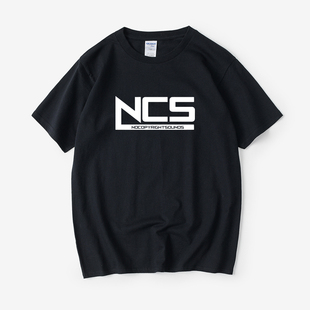 电音NCS标志T恤短袖简约圆领大码宽松夏季男女情侣装棉上衣半袖运