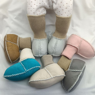 羊皮毛一体婴儿学步鞋，秋冬袜鞋6-12个月，男女宝宝加厚软底防滑棉靴