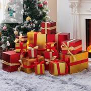 圣诞节装饰礼盒堆头商场橱窗美陈金红礼物空盒子场景布置道具摆件