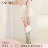 snidel秋冬甜美仙女纯色高腰荷叶，边压褶a字雪纺短裙裤swfp234243