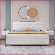 现代简约白色烤漆实木床，橡木1.2米单人1.5双人床，1.8米2米2.2大床