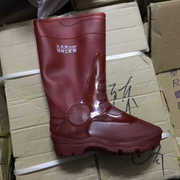 特种工矿水鞋红色茶色高筒男雨靴水靴牛筋底塑胶塑料平底防滑无布
