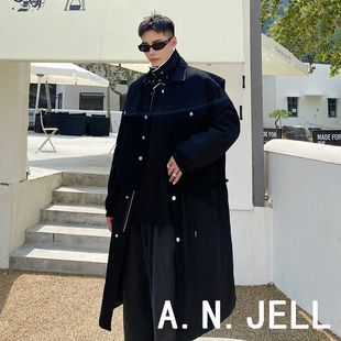 韩国版男装东大门21冬潮羊羔毛领加厚个性长款棉衣，马甲外套两件套