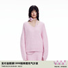revan芮范2023冬季设计师，款复古玫瑰花，柔粉色毛衣rn90601159