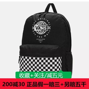 Vans范斯2023新情侣背包双肩包个性酷黑色黑白棋盘格VN0A49ZJBYB