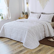外贸出口原单美式纯棉，床盖绗缝被三件套欧式全棉，夹棉床单床罩白色