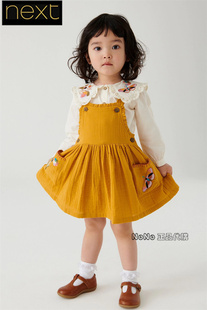 Next英国女童姜黄色背带裙刺绣翻领长袖衬衫纯棉U22-763