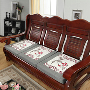 中式红木家具坐垫中国刺绣风实木，海绵沙发垫套布艺防滑四季可拆洗