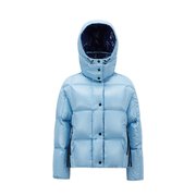 Moncler/蒙克莱23 女天蓝色亮漆尼龙拉链可拆兜帽羽绒服