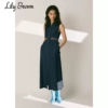 日本柜LILY BROWN春夏法式刺绣腰带无袖开衩连衣裙LWFO211006