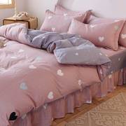 床裙四件套纯棉100全棉，床上用品4床单，被套床笠款床罩套1.5米1.8m2