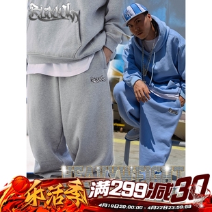 BLACUL hiphop北卡蓝90s嘻哈街舞说唱肥大运动裤宽松加绒卫裤男秋